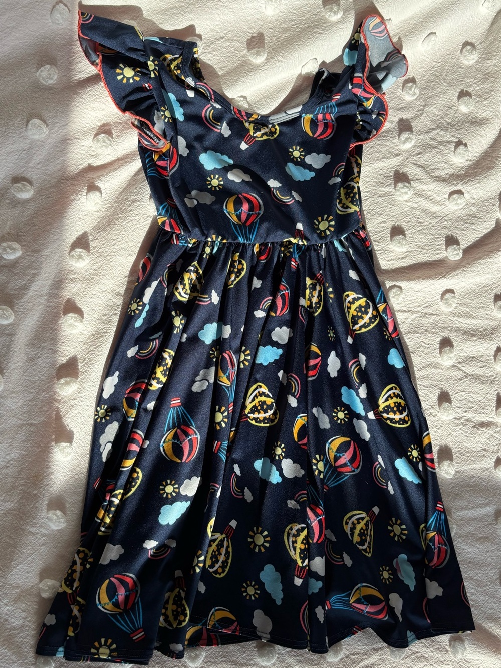 Dot Dot Smile Navy Hot-Air Balloon Print Ruffle Sleeve Dress